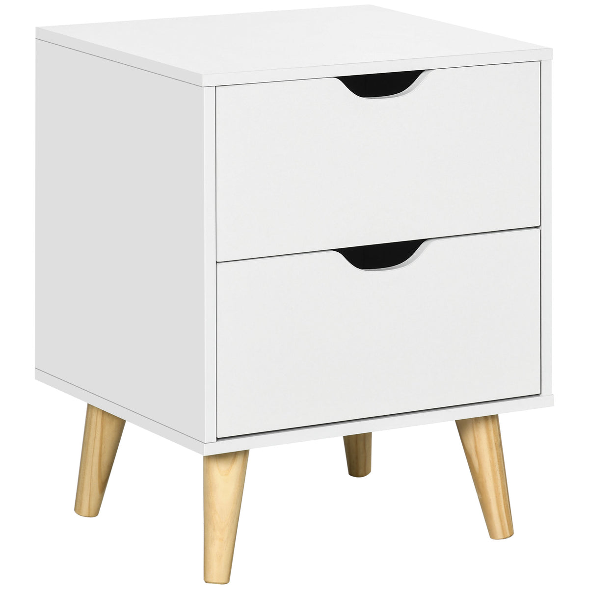 Table de chevet table de nuit avec 2 tiroirs, style scandinave pour chambre à coucher, salon, 40 x 35 x 50,5 cm, blanc-0