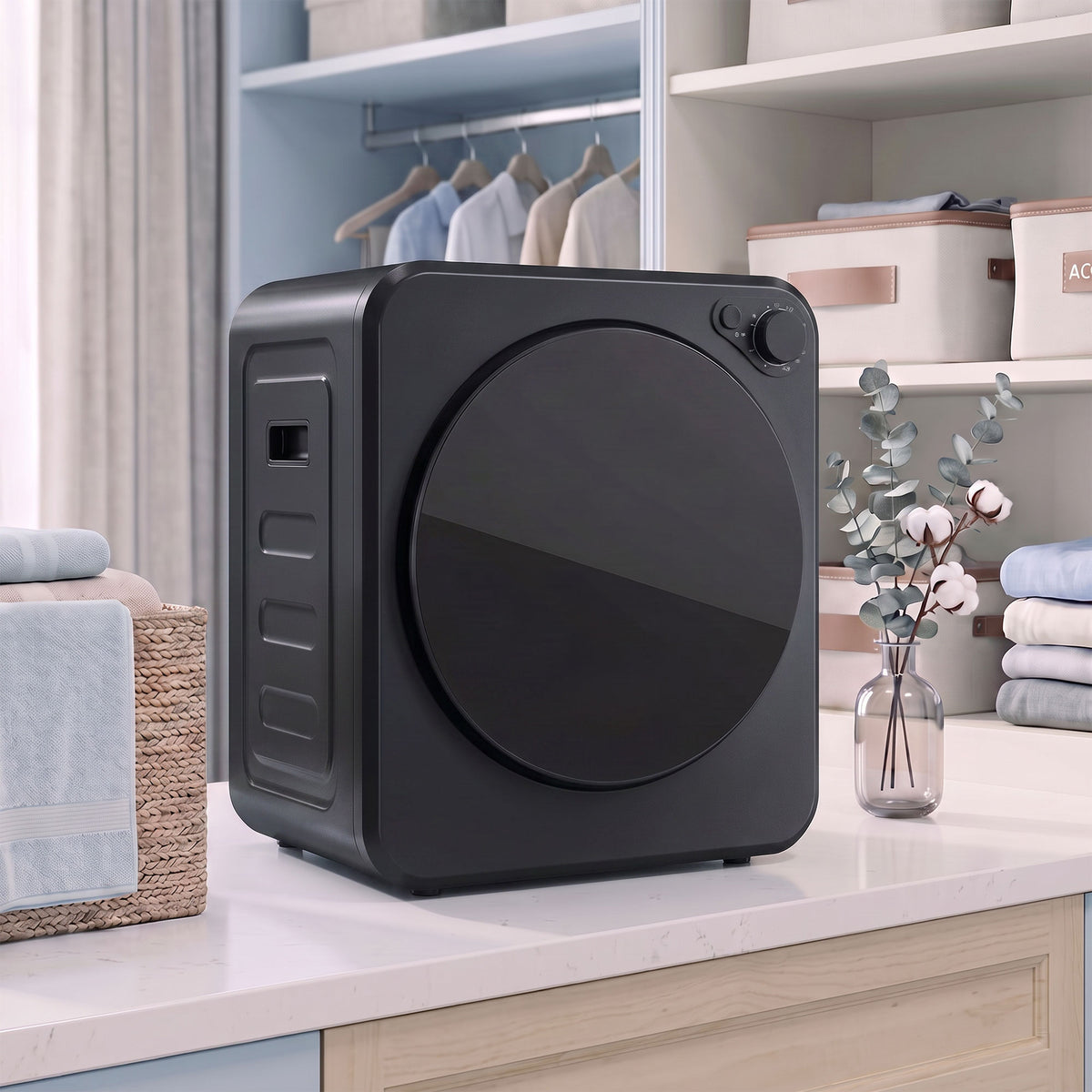 Sèche Linge à Évacuation Compact 2,5Kg, Sèche-Linge Électrique 400/800 W, 5 Modes de Séchage, Charge Frontale, Noir-1