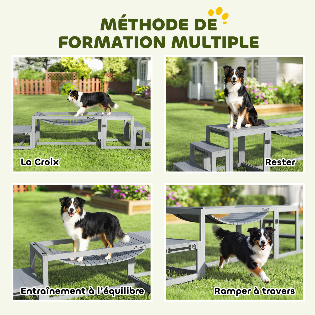 Équipements d'entraînement agilité pour chien kit d'équipement d'agilité pour chien 3 pièces en bois massif gris-4