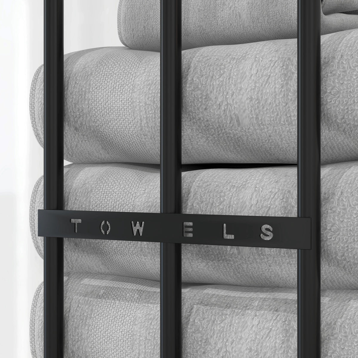 Porte serviettes mural 3 barres en métal noir - peut contenir jusqu'à 6 serviettes, dim. 21l x 12P x 74H cm-7