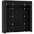 Armoire de rangement penderie en tissu pliable avec barre de suspension et étagères, 150 x 43 x 162,5 cm, noir-0