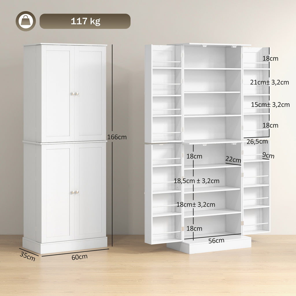 Armoire de cuisine buffet cuisine avec placards, étagère réglable et porte-épices, 60 x 35 x 166 cm, blanc-2