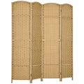 Paravent interieur en bois 4 panneaux 160 x 170 cm séparateur de pièce pliable pour salon, chambre à coucher, naturel-0