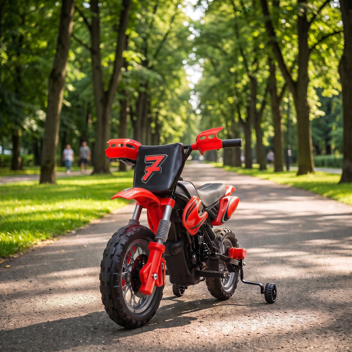 Moto Électrique Enfants 12 V, Vitesse Max 3 Km/h, Batterie au Lithium, Double Moteur, Suspension Arrière, Rouge-1