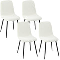 Lot de 4 chaises de salle à manger rembourrées avec dossier haut, pieds en acier et tissu effet velours, crème-0