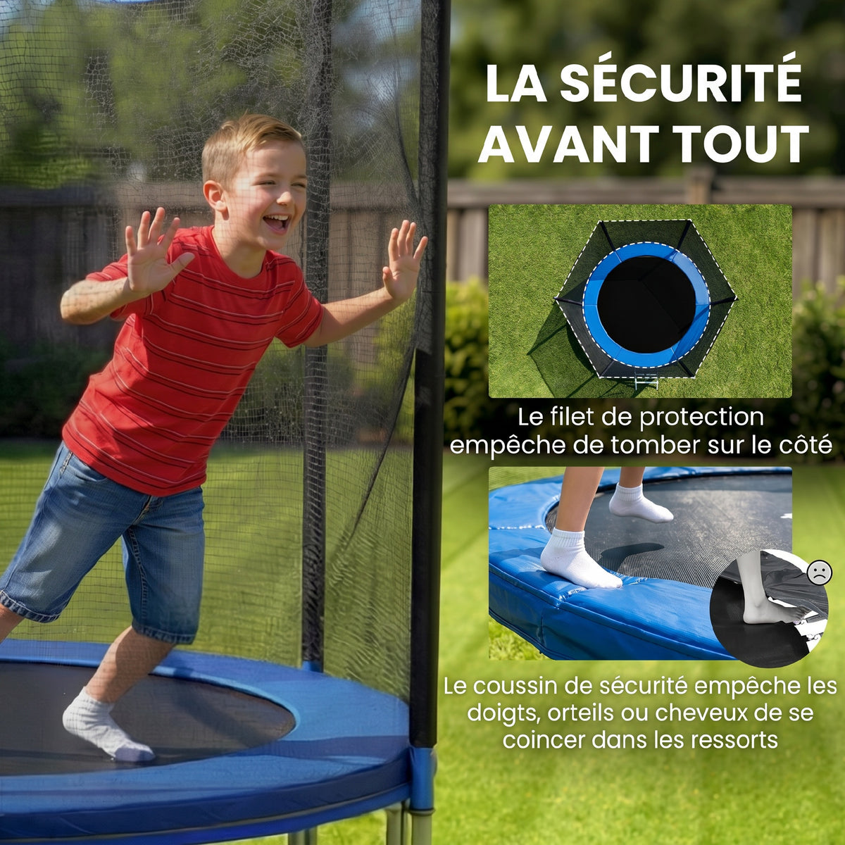 Trampoline d'extérieur avec filet de sécurité Ø180 cm pour enfants et adultes-3