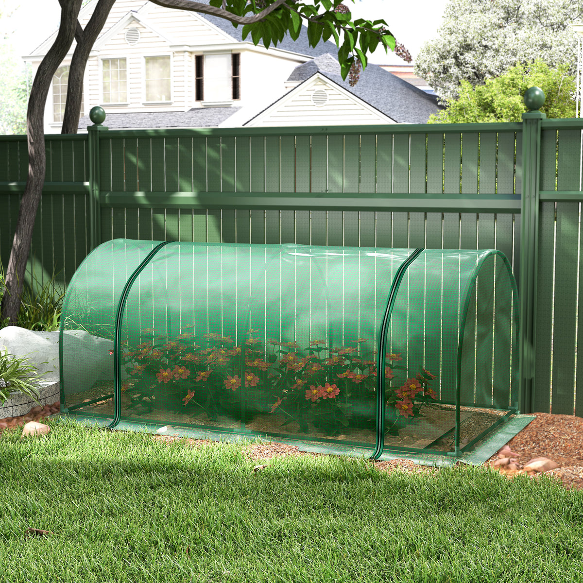 Serre de jardin mini serre serre à tomates 2 x 1 x 0,8 m porte zippée bâche PE acier vert-9