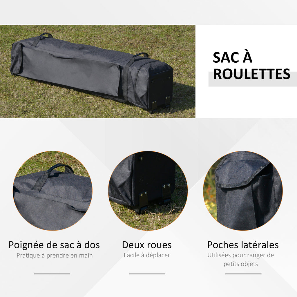 Tonnelle barnum de jardin pop-up pliant acier polyester moustiquaires + sac de transport à roulettes gris-7