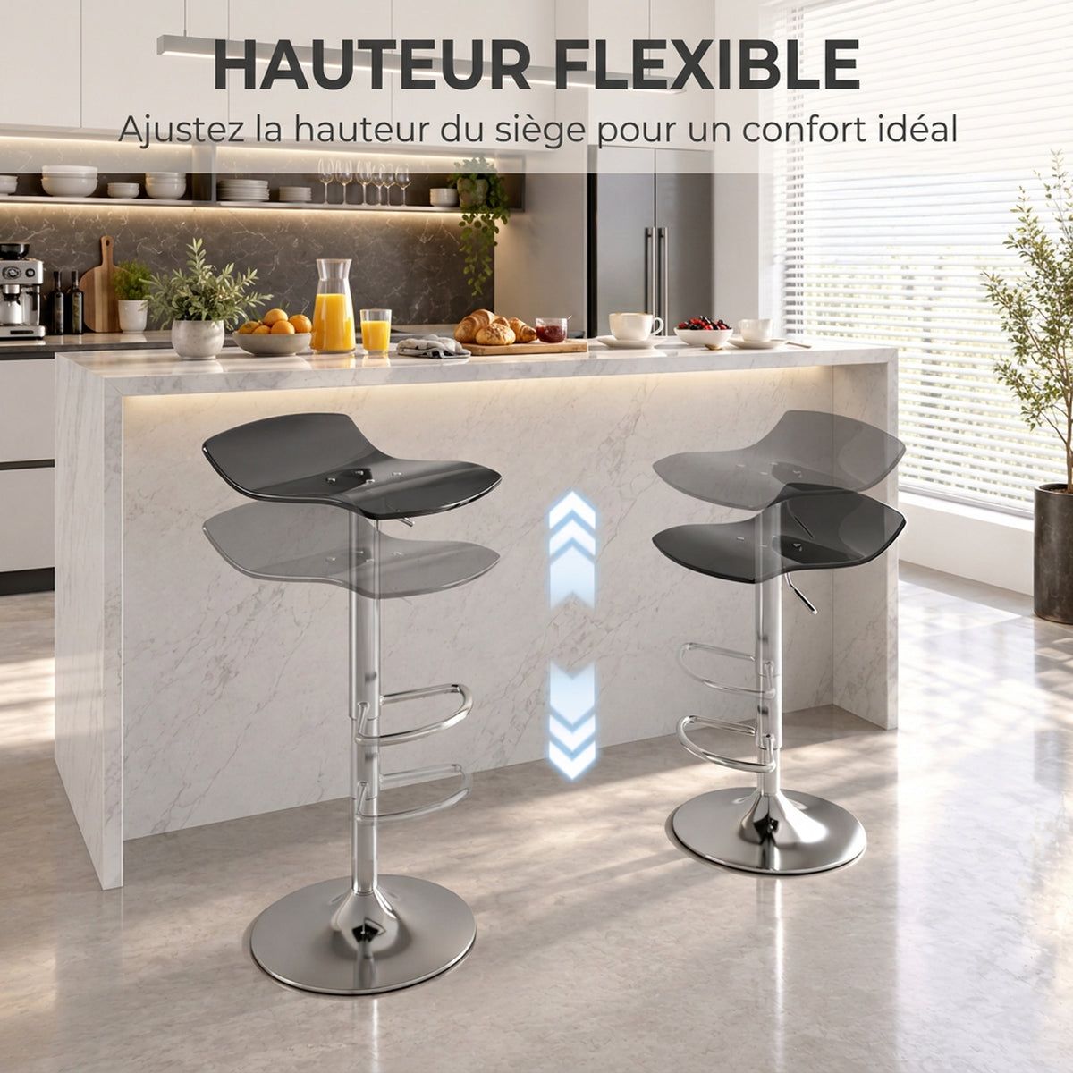 Lot de 2 tabourets de bar design contemporain pivotant 360° hauteur réglable avec repose-pieds 39x39x67-87cm noir-5