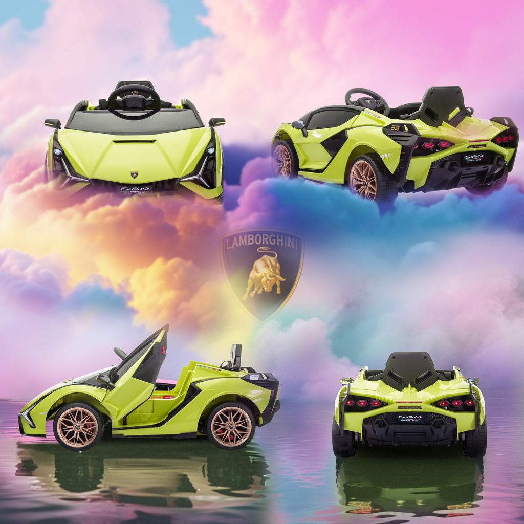 Voiture électrique Enfants de Sport Véhicule électrique Lamborghini Sian 12 V - V. Max. 5 Km/h avec Télécommande 2,4G Effets sonores + Lumineux Vert-8