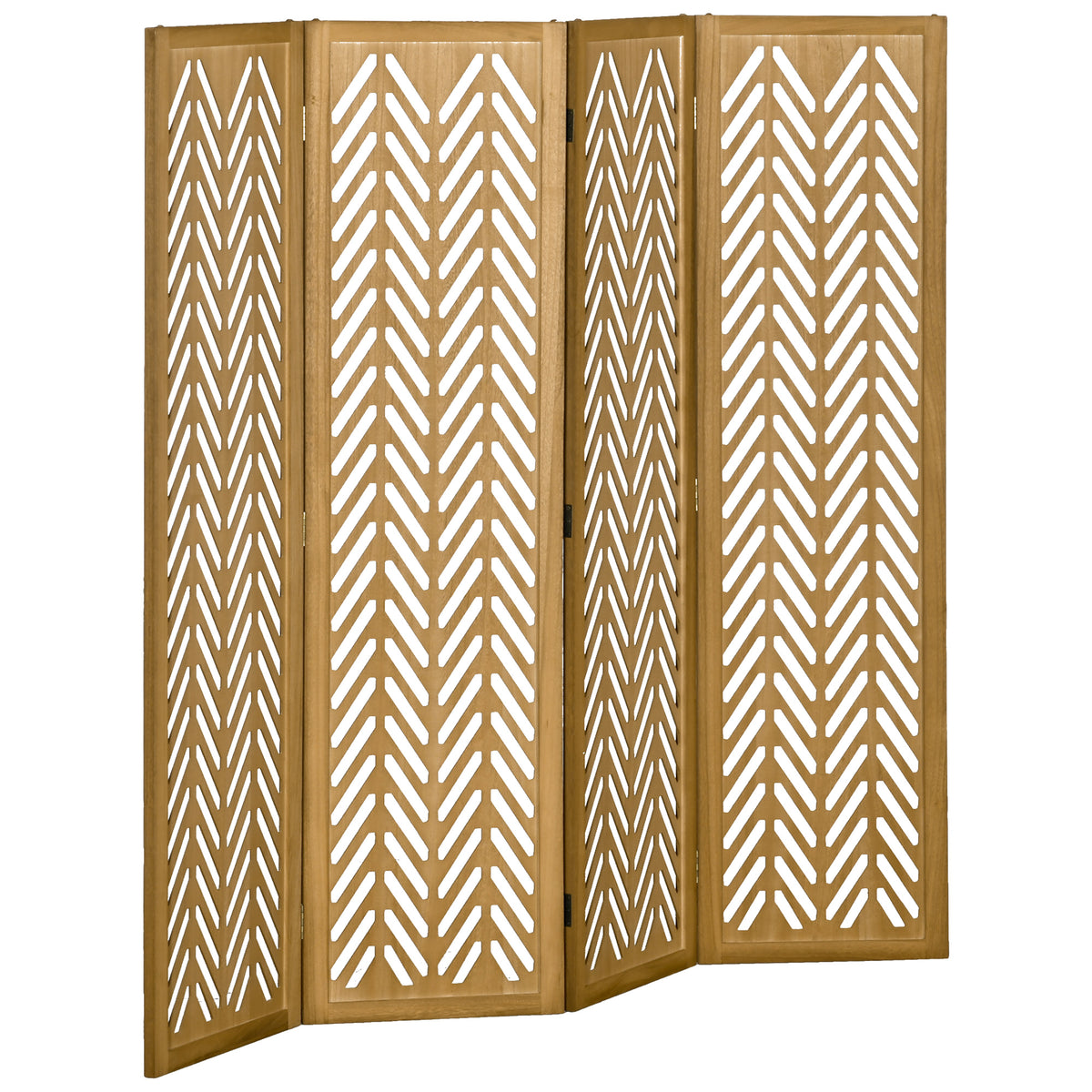 Paravent en bois ajouré séparateur de pièce closion intérieur pliable 4 panneaux en bois 160 x 170 cm naturel-0