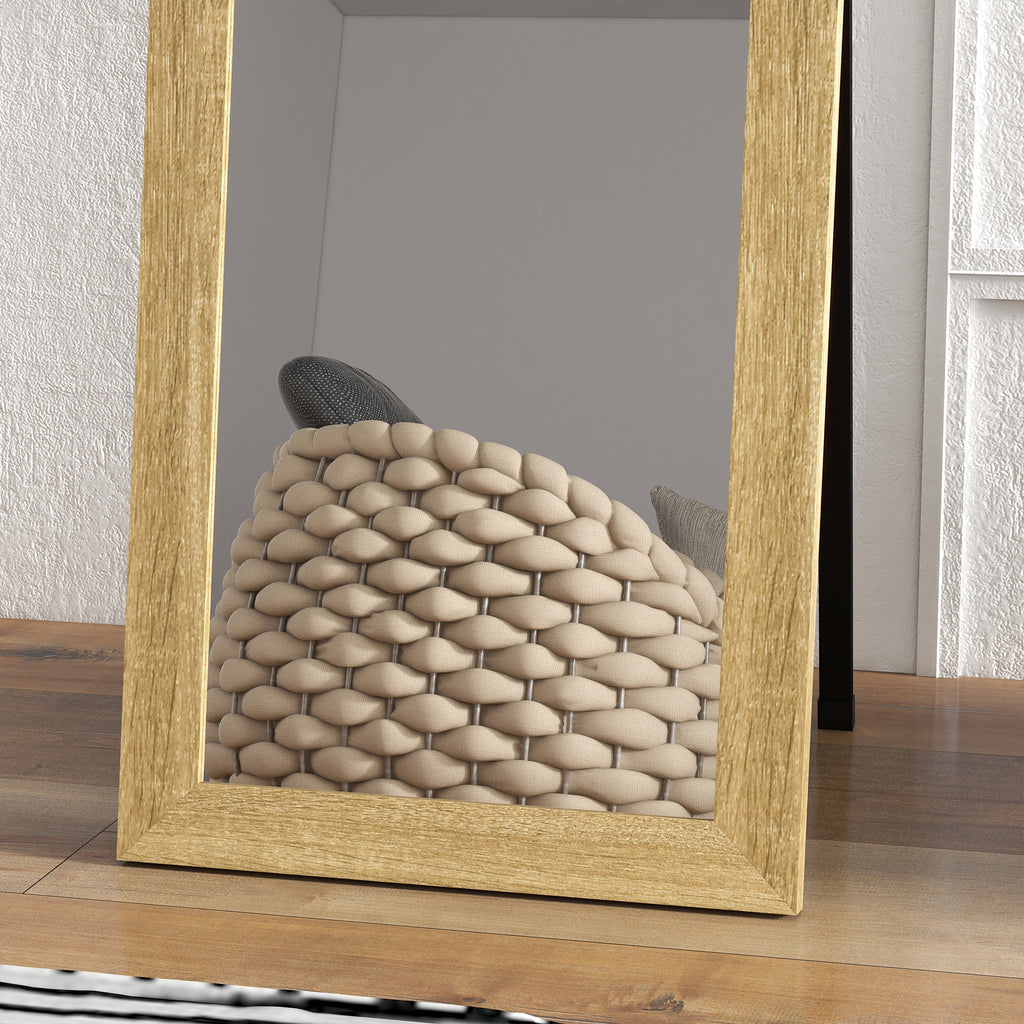 Miroir sur pied mural ou à poser rectangulaire avec cadre en bois pour salon chambre à coucher 37 x 155 cm marron clair-8
