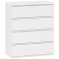 Commode 4 tiroirs, meuble de rangement épuré pour chambre, intérieur, 80 x 39 x 95 cm panneau de particules blanc-0