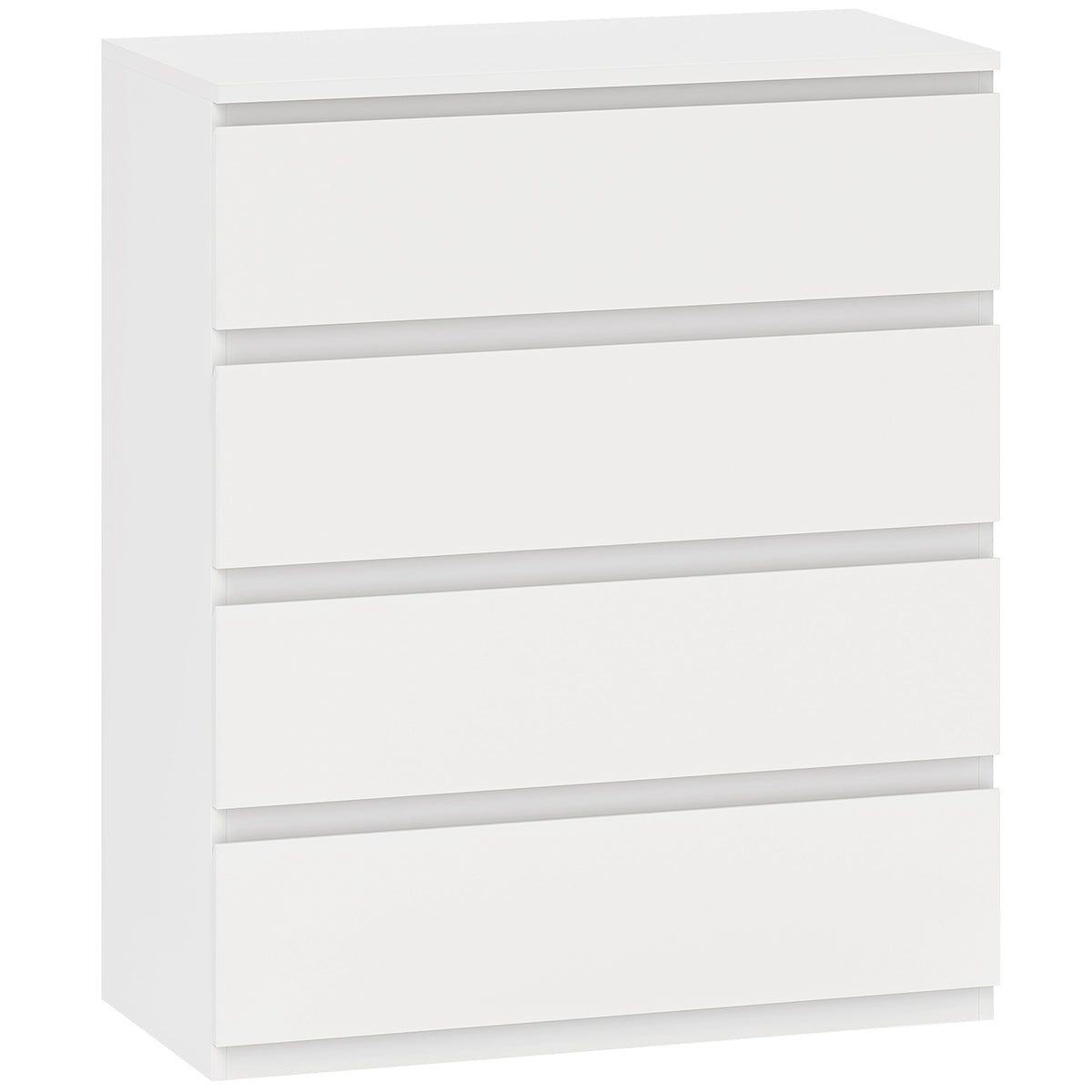 Commode 4 tiroirs, meuble de rangement épuré pour chambre, intérieur, 80 x 39 x 95 cm panneau de particules blanc-0