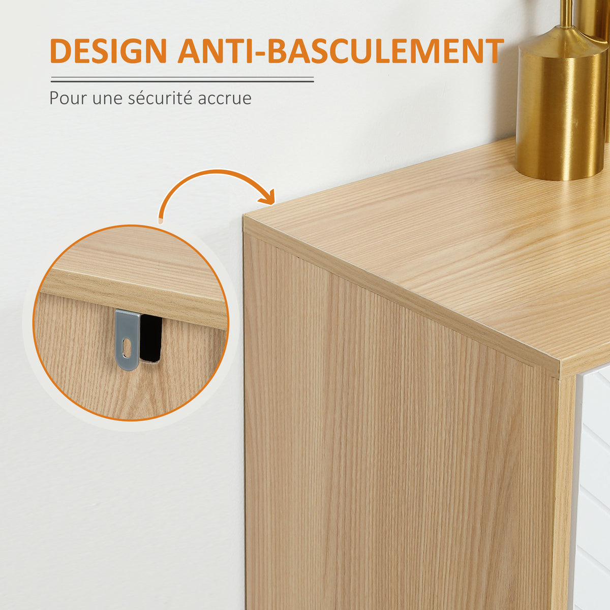 Buffet bas meuble de rangement 2 placards 4 portes motif chevrons étagères réglables 120 x 35 x 77,4 cm blanc-6