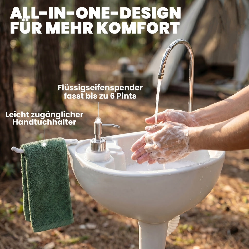 Évier à Main Portable Station de Lavage Camping Jardin Extérieur Voyager avec Réservoir d'Eau 17L Gris-5