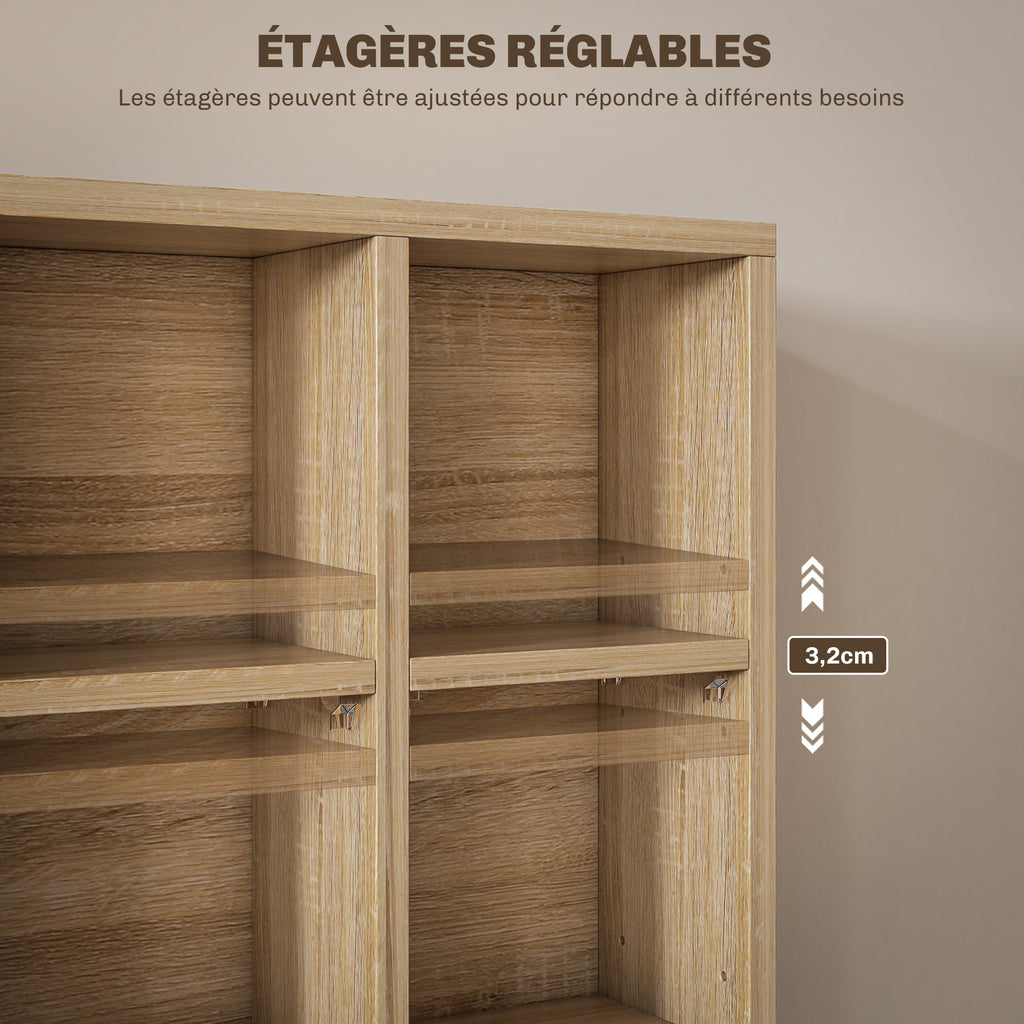 Meuble de rangement multimédia 456 CD/ 336 DVD - bibliothèque en bois avec étagères réglables 89 x 130,5 cm bois naturel-4