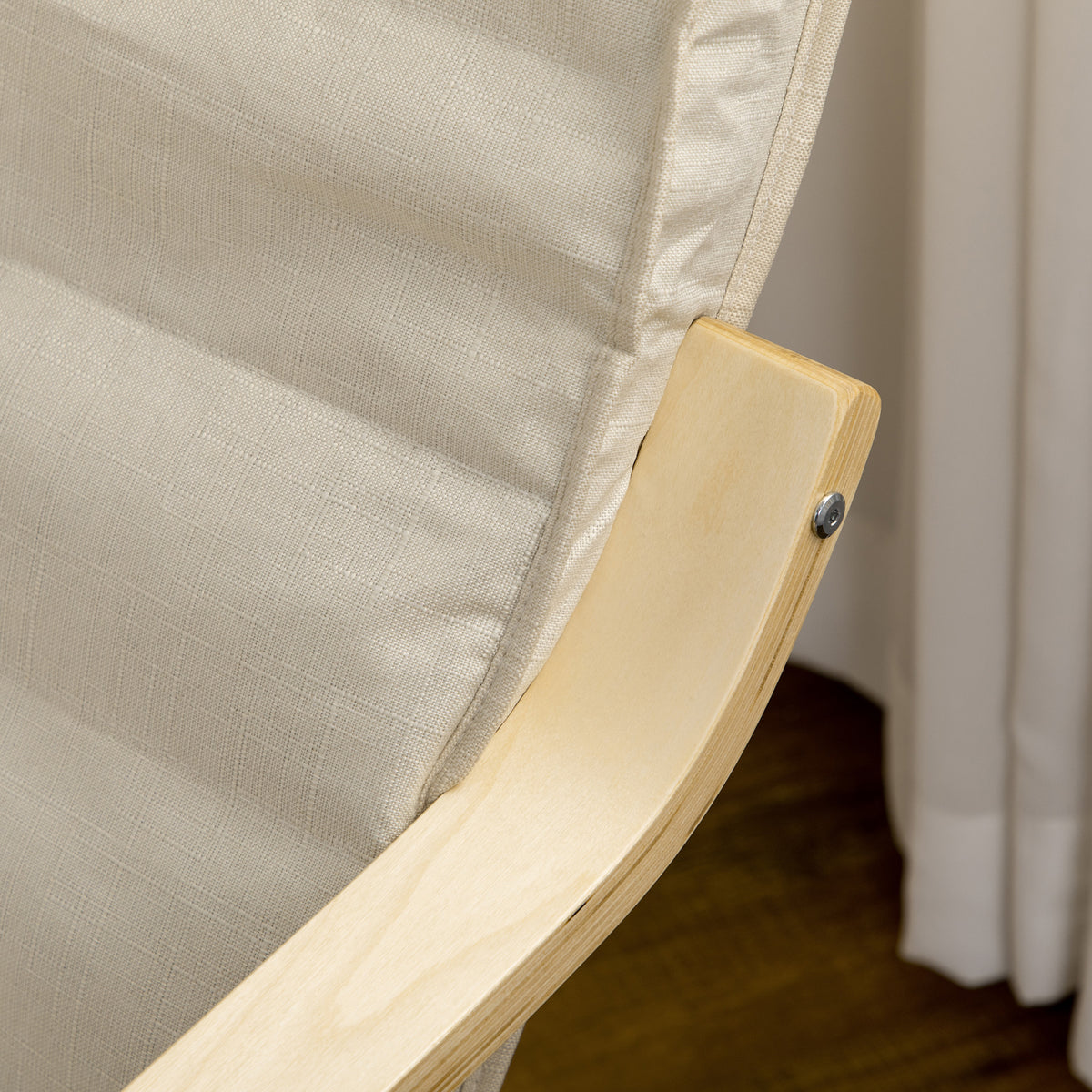 Fauteuil Relax Confort et Relaxation avec Repose-Pied réglable déhoussable 94 x 66,5 x 100 cm cm Bois Massif Crème-7