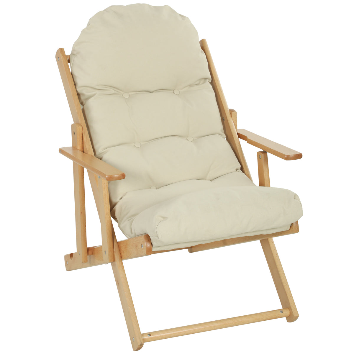 Fauteuil Chaise de Salon Pliable et inclinable en Bois Fauteuil Relax Confortable avec Coussin capitonné épais-0