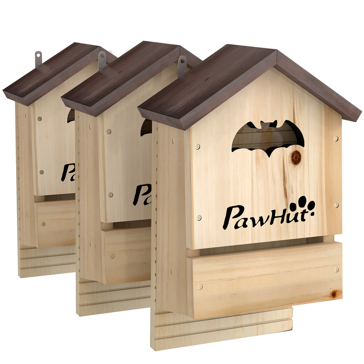 Lot de 3 Nichoirs Chauve Souris en Bois abri à chauves-souris 23 x 9,5 x 36,5 cm effet bois naturel-0