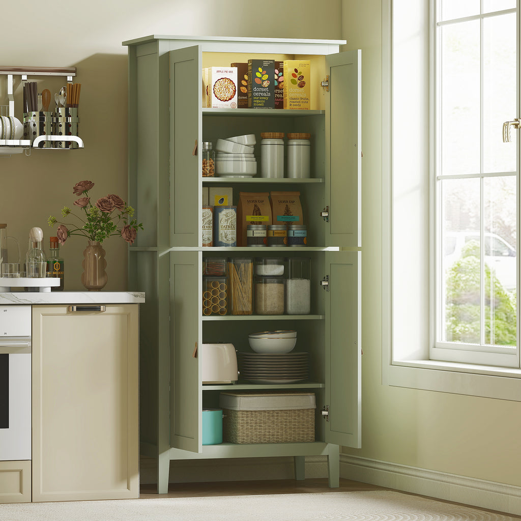Buffet cuisine, meuble cuisine rangement haut avec LED réglable et détecteur de mouvement, 80 x 40 x 176,5 cm, vert-1