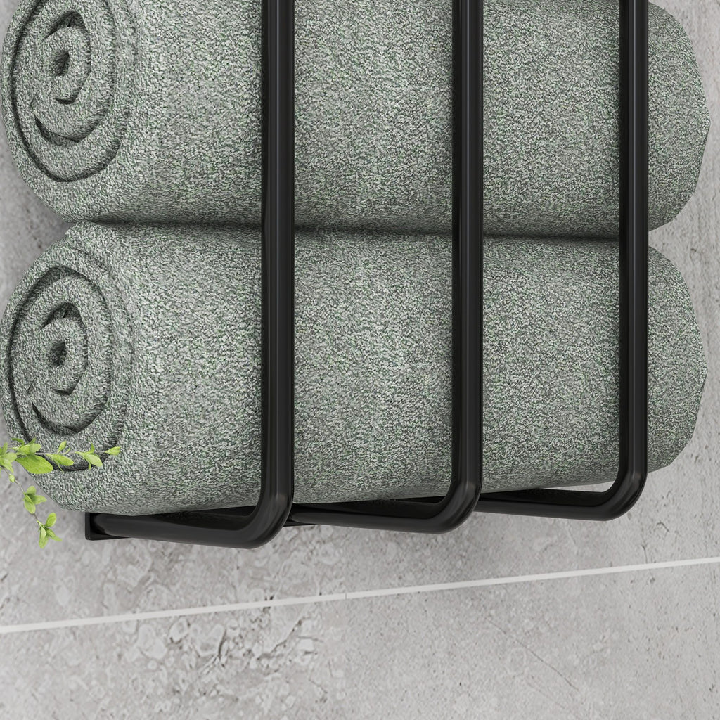 Porte serviettes mural 3 barres en métal noir - peut contenir jusqu'à 6 serviettes, dim. 21l x 12P x 74H cm-8