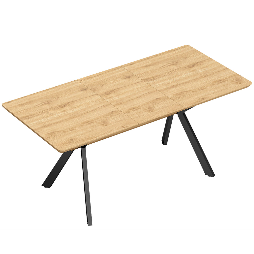 Table à Manger Extensible pour 4 à 6 Personnes, 130-170 cm, Table de Cuisine Rectangulaire, Bords Arrondis, Chêne-0