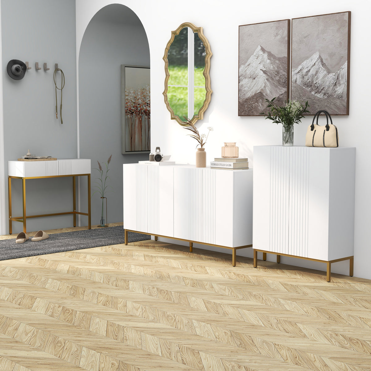 Meuble à chaussures 20 paires, armoire à chaussures moderne avec portes à fermeture douce, étagères réglables, blanc-1