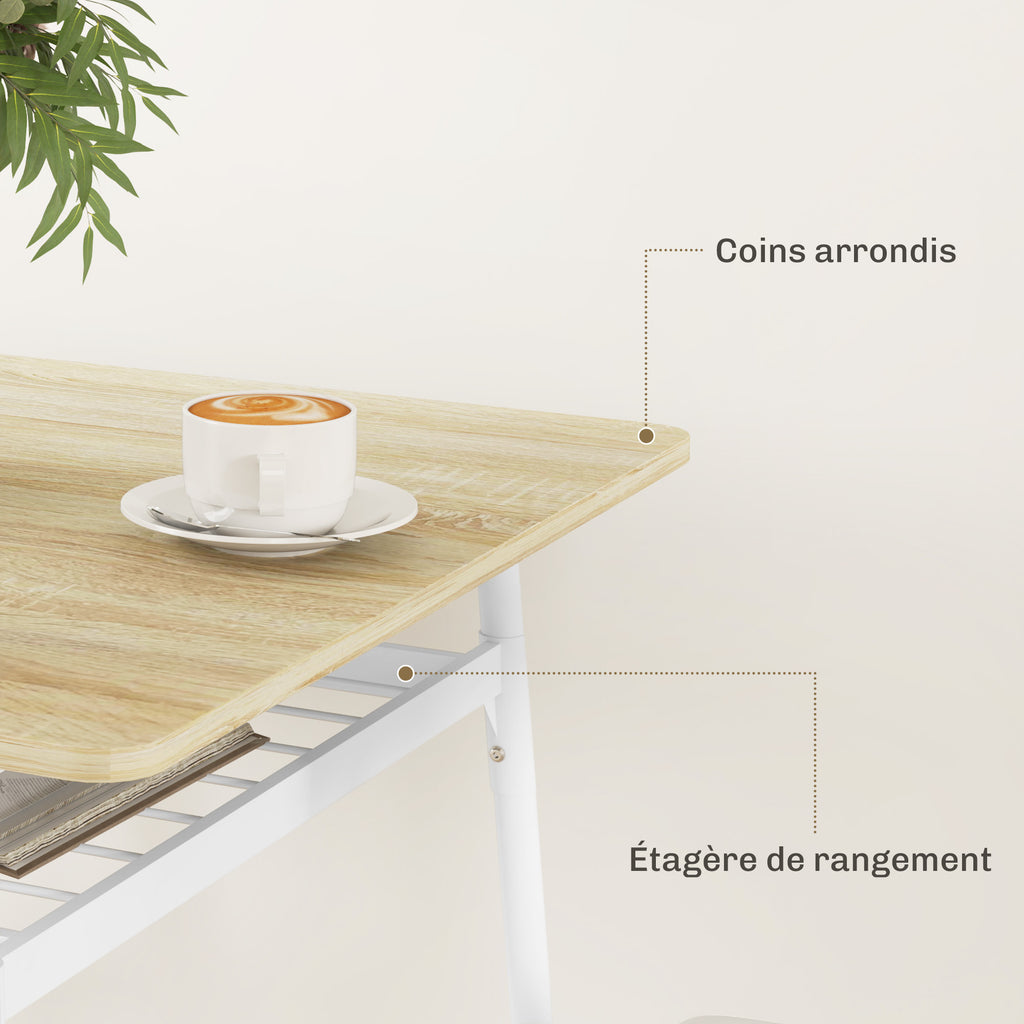 Ensemble table et chaises, table de cuisine avec chaises, structure en acier, avec 2 chaises encastrables, blanc chêne-7