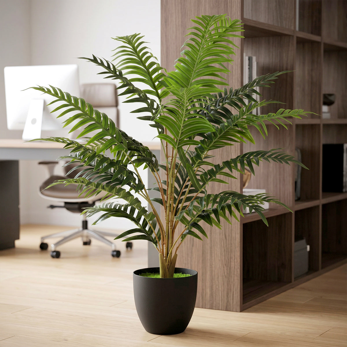 Plante artificielle intérieure 90 cm fougère arbre artificiel en pot avec branches flexibles, intérieure et extérieure-1
