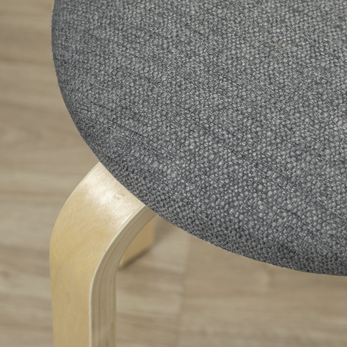 Ensemble de 4 tabourets empilables ronds sans dossier avec assise rembourrée, 40 x 40 x 45 cm, gris-8
