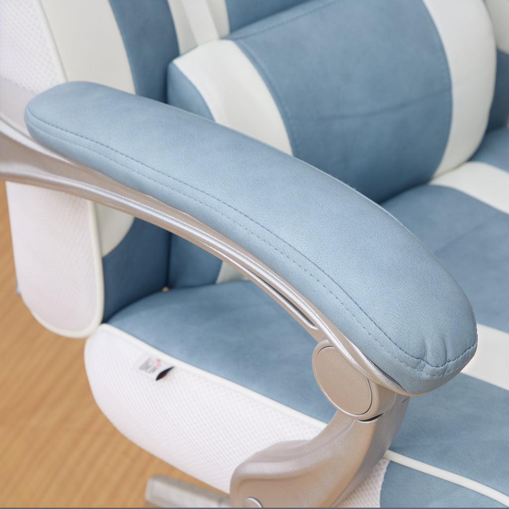 Chaise gaming, fauteuil gaming ergonomique avec repose-pieds, hauteur réglable, dossier inclinable, 63x63x123cm, bleu-8