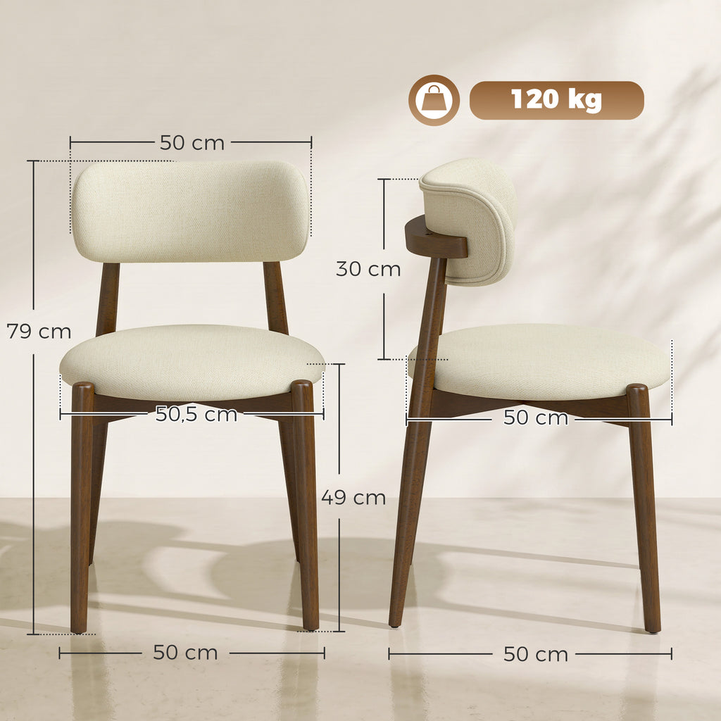 Lot de 2 Chaises Salle à Manger, Chaises de Cuisine en Chenille avec Dossier Incurvé, Assise Rembourrée, Beige-2