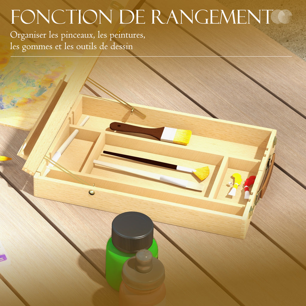 Chevalet de table en bois pour toile jusqu'à 61 cm bois de hêtre planche à dessin pliante bois naturel-5