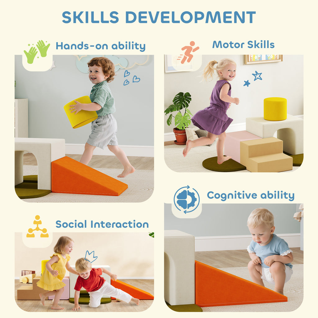 Parcours motricité bébé 8PCS, module motricité Bébé en mousse avec housse en velours lavable 51 x 40 x 40 cm multicolore-7