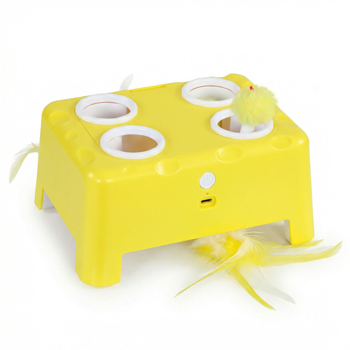 Jouet Interactif pour Chats d'Intérieur Rechargeable, 3 Modes Réglables Repos Intelligent, 18,8 x 14 x 6 cm, Jaune-0