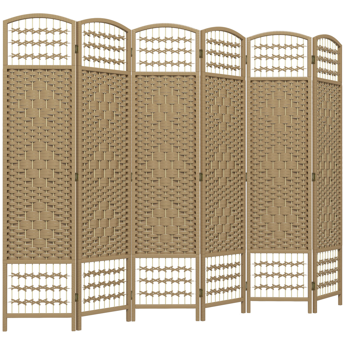 Paravent intérieur en bois séparateur de pièce cloison pliable 6 panneaux 240 x 170 cm bois naturel-0