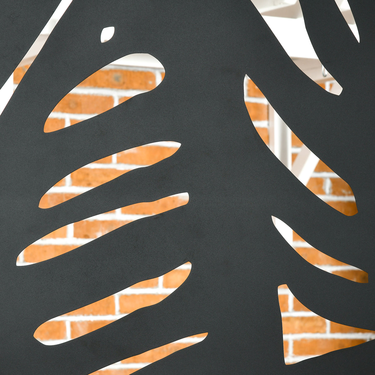 Panneau brise vue décoratif extérieur noir à motif végétal en métal - 122 x 45 x 198 cm-7