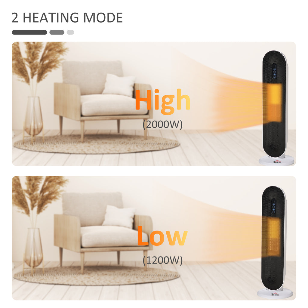 Chauffage soufflant oscillant 1200/2000 W - mini radiateur céramique PTC - télécommande incluse - chauffage d'appoint-8
