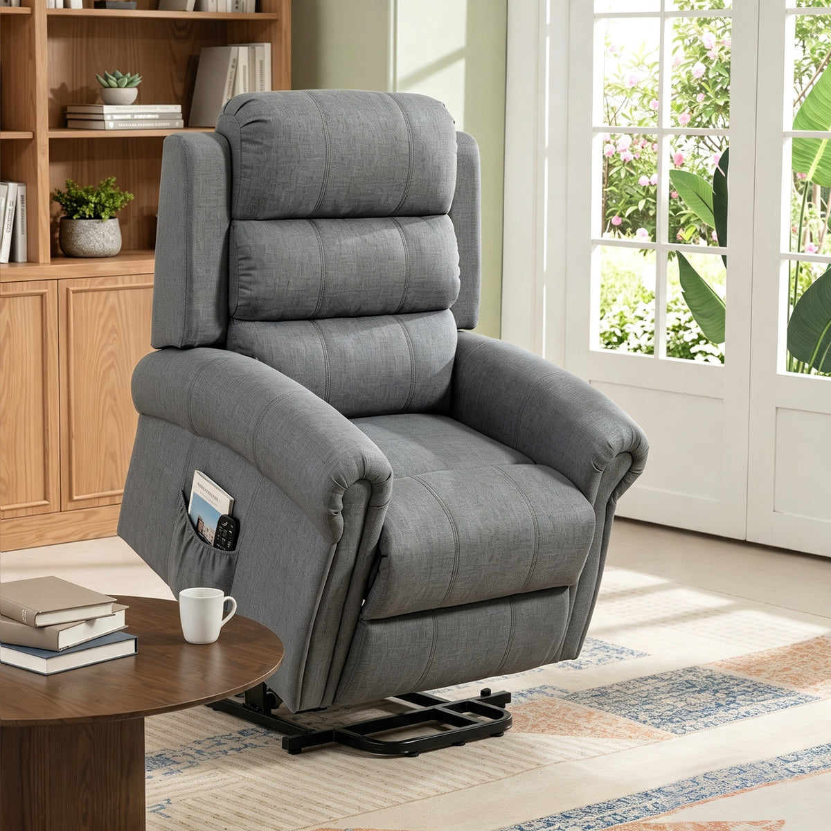 Fauteuil releveur électrique, fauteuil relax électrique avec fonction massage et chauffage, 87 x 87,5 x 108 cm, gris-1