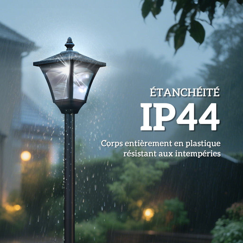 Luminaire extérieur lampadaire sur pied solaire lampadaire lanterne classique LED 30 Lm dim. 15L x 15l x 120H cm noir-6