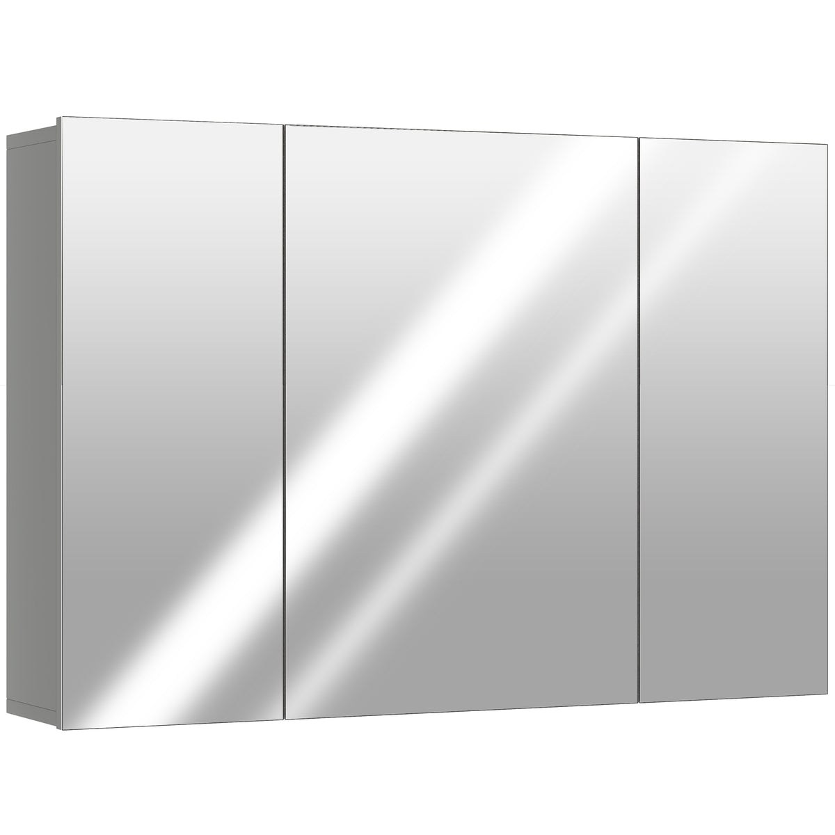 Armoire murale de salle de bain avec 3 portes miroir et étagères réglables en MDF Gris dim. 90L x 15l x 60H cm-0