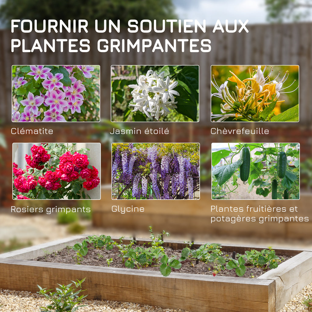 Treillis de jardin lot de 2 support pour plantes grimpantes en métal - 51 x 152 cm noir-3