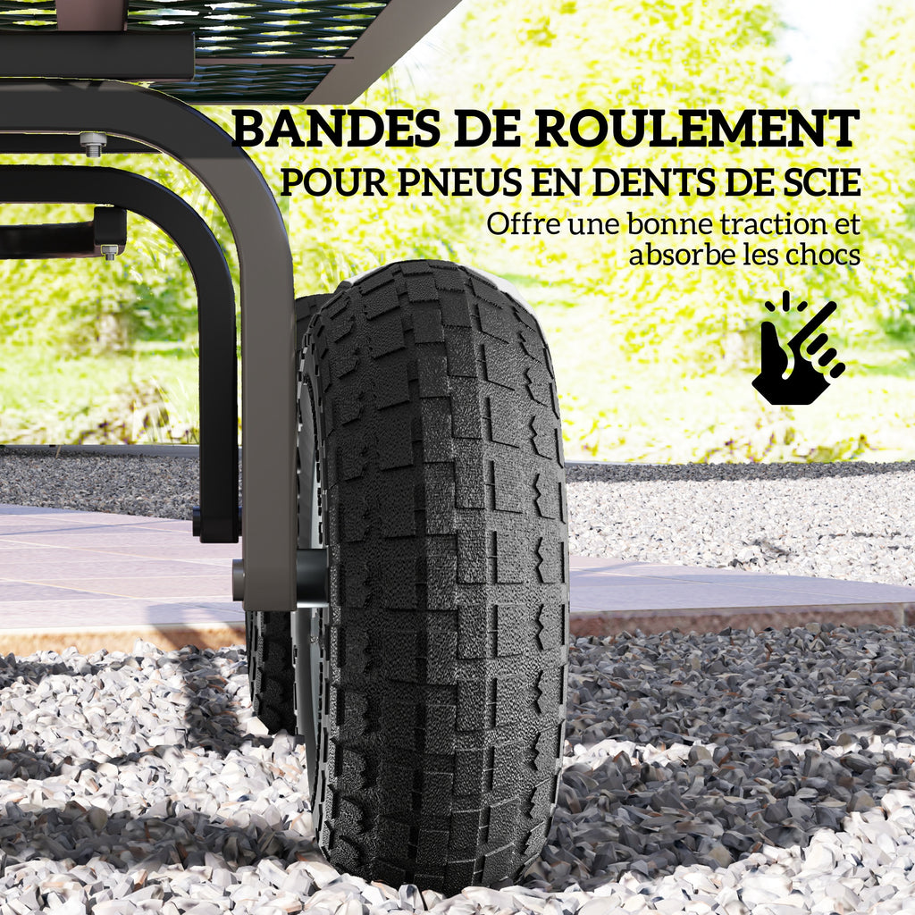 Lot de 4 Pneus Pneumatiques de Remplacement Alésage de 16mm pour Chariot de Jardin, Brouette et diable-3