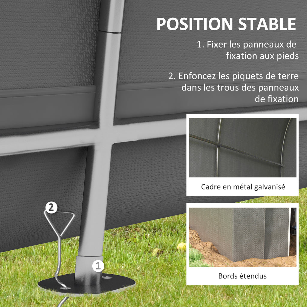 Abri de jardin tente de rangement extérieur abri de vélo garage pour vélo bâche en PE cadre en métal galvanisé gris-4