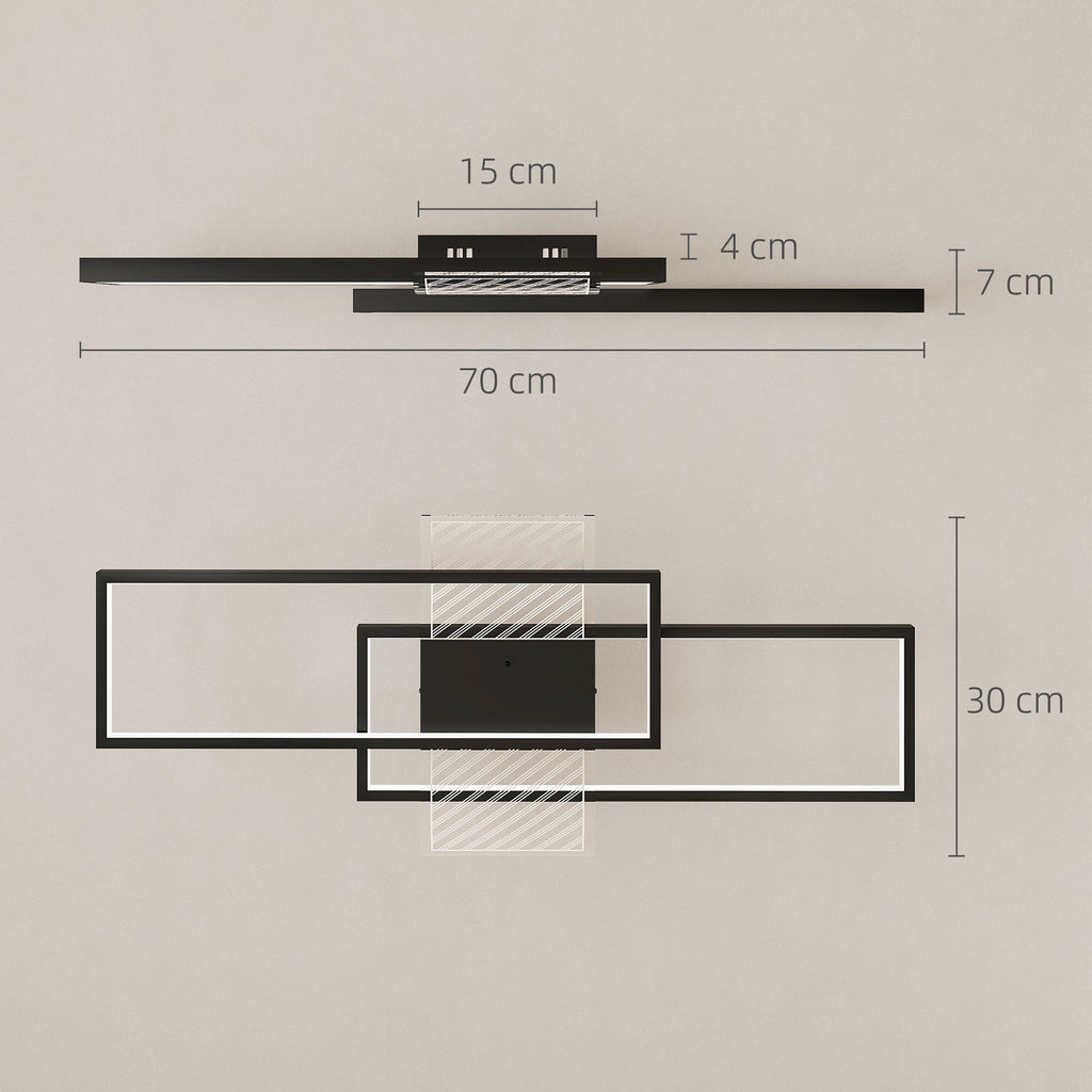Plafonnier LED rectangle 43W, luminaire plafonnier 3000-6000K, 4600LM, télécommande, 70 x 30 cm, noir-2