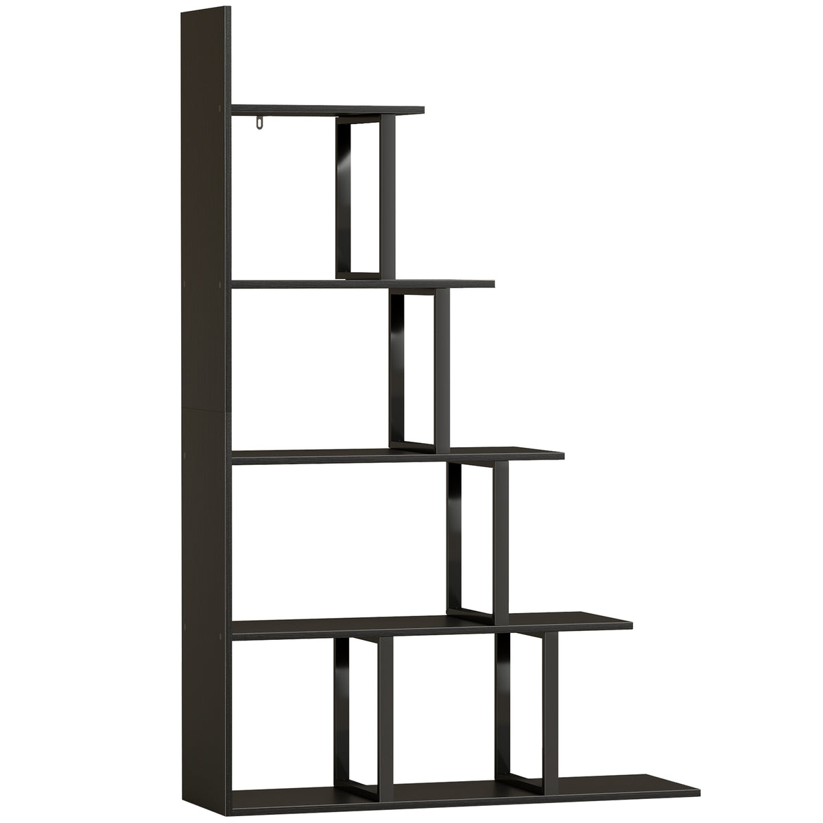 Étagère bibliothèque séparateur de pièce style industriel en escalier 5 étagères 102 x 30 x 160 cm coloris noir-0