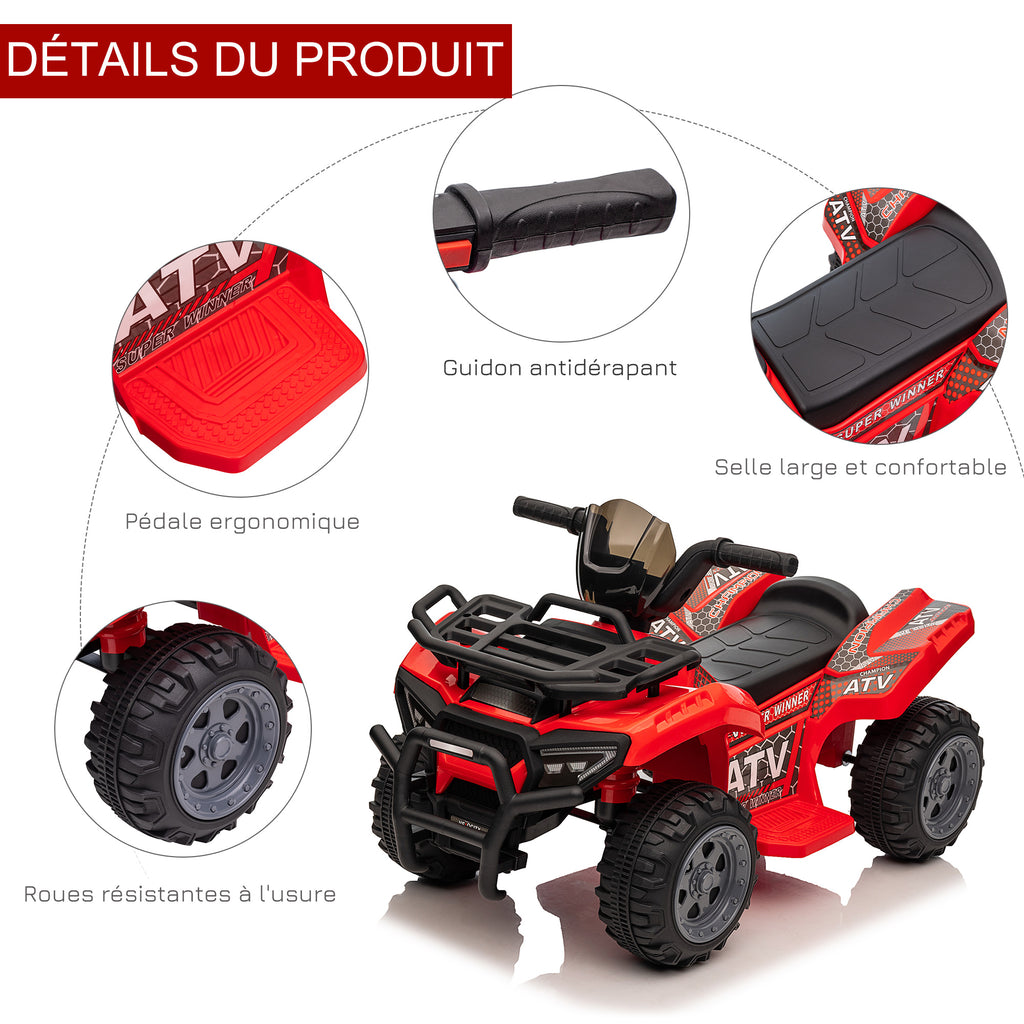 Quad buggy voiture électrique enfant quad électrique 18-36 mois 6 V 2 Km/h max. rouge-4