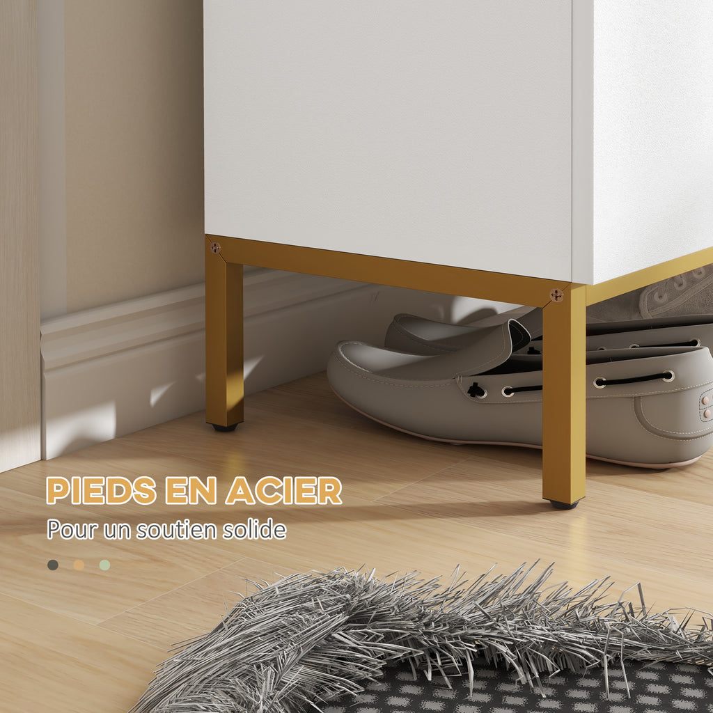 Meuble à chaussures 20 paires, armoire à chaussures moderne avec portes à fermeture douce, étagères réglables, blanc-5