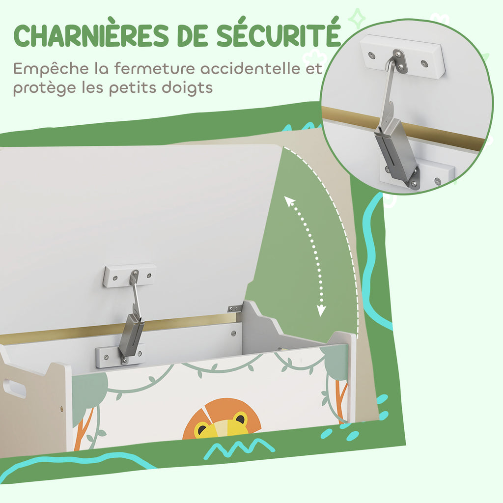 Coffre à jouets avec couvercle, coffre de rangement enfant avec charnières de sécurité, 60 x 37 x 39 cm, vert-4